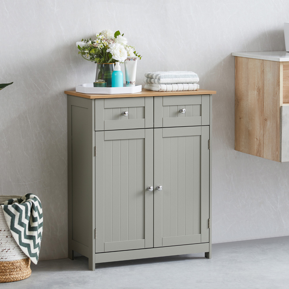 BATH VIDA Priano 2 Door 2 Drawer Grey Floor Cabinet Image 3