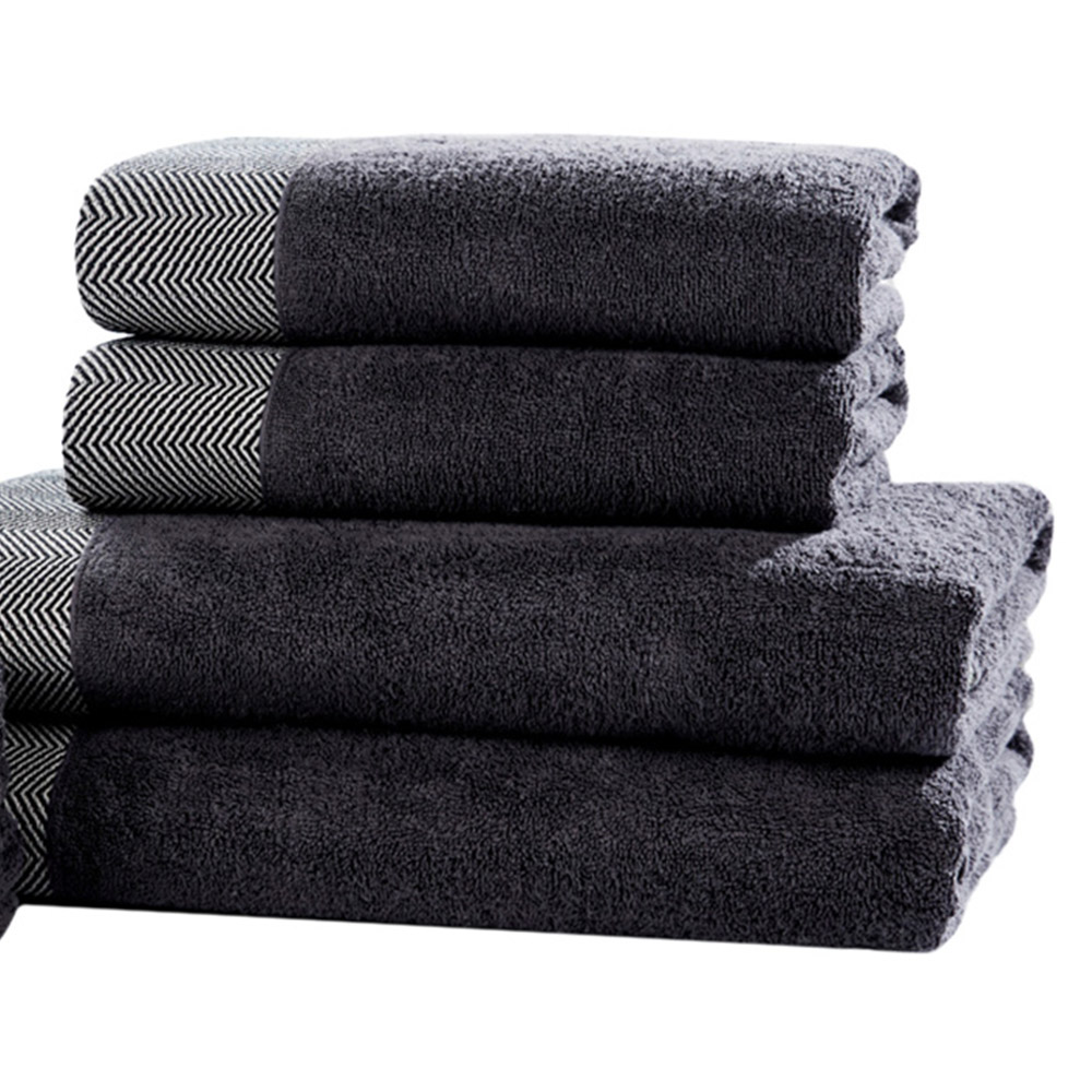 Rapport Home Tidal Charcoal Grey Cotton Hand Towel Image 3
