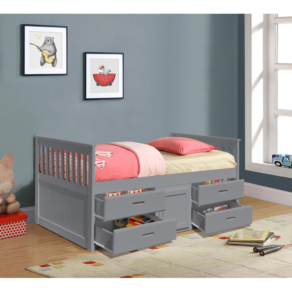 Comfy Living Single Captains Cabin Style Grey Wooden Bed with Storage Image 3