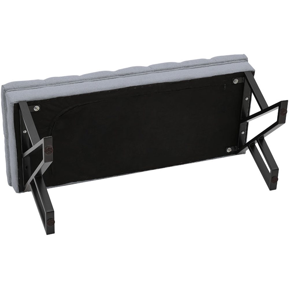 Living and Home Grey Mid Century Metal Upholstered Bench with Metal Legs Image 4