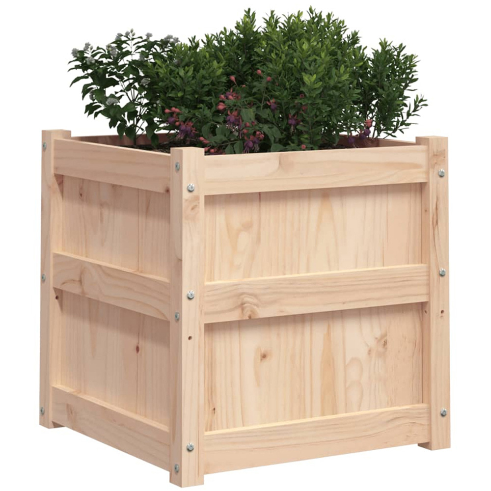 vidaXL Brown Solid Pine Wood Raised Garden Planter 50 x 50 x 50cm 2 Pack Image 3