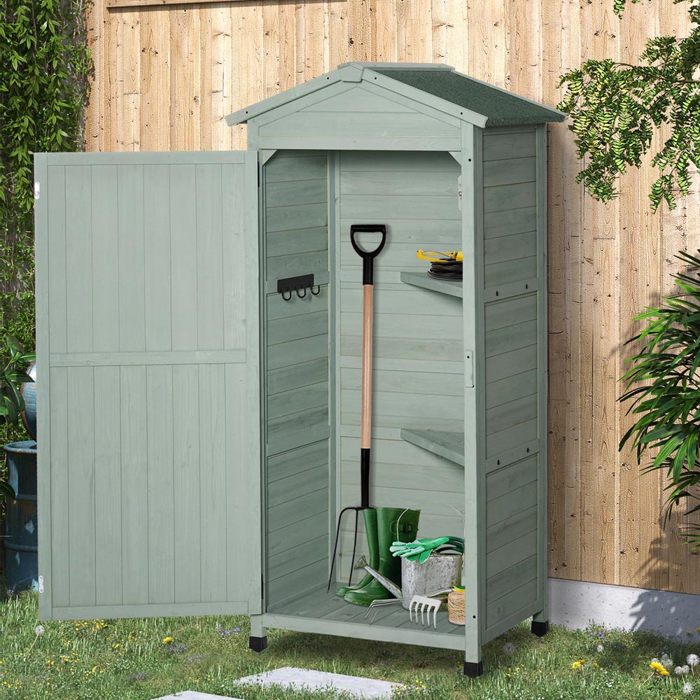 Outsunny 2.4 x 1.8ft Green Tool Shed Image 2