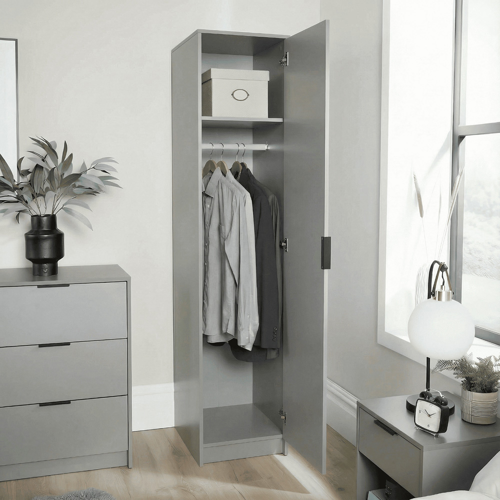 Home Source Phoenix Single Door Grey Wardrobe Image 8