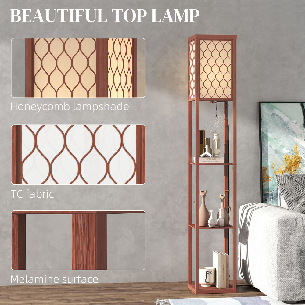 Portland 3 Shelf Brown Floor Lamp Image 8