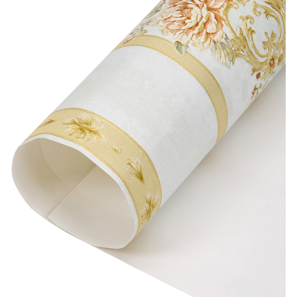 Living and Home Floral Pattern Rectangle 3D Embossed Gold Non-Pasted Wallpaper Image 4