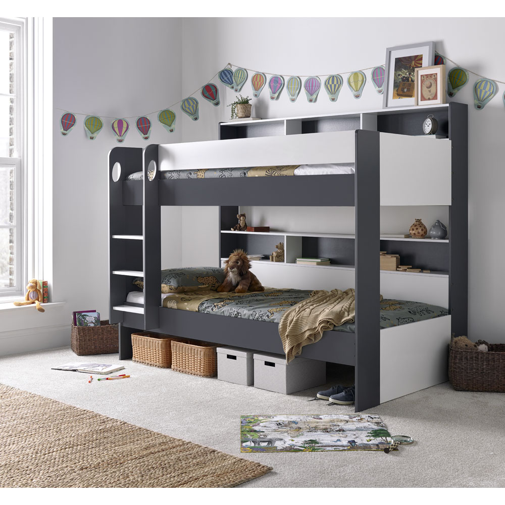 Oliver Grey and White Storage Bunk Bed with Pocket Mattresses Image 6
