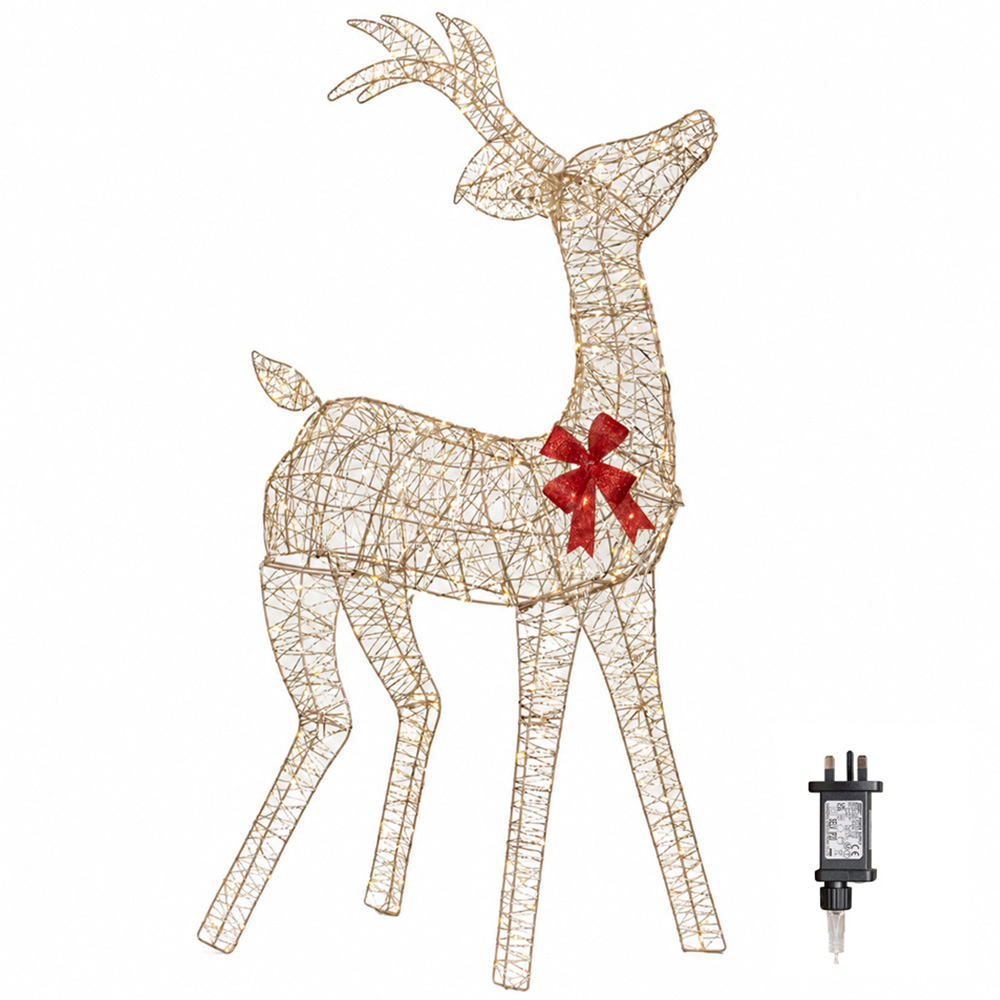 Samuel Alexander 300 Warm White LED Gold Twist Standing Reindeer Christmas Decoration 4ft Image 2