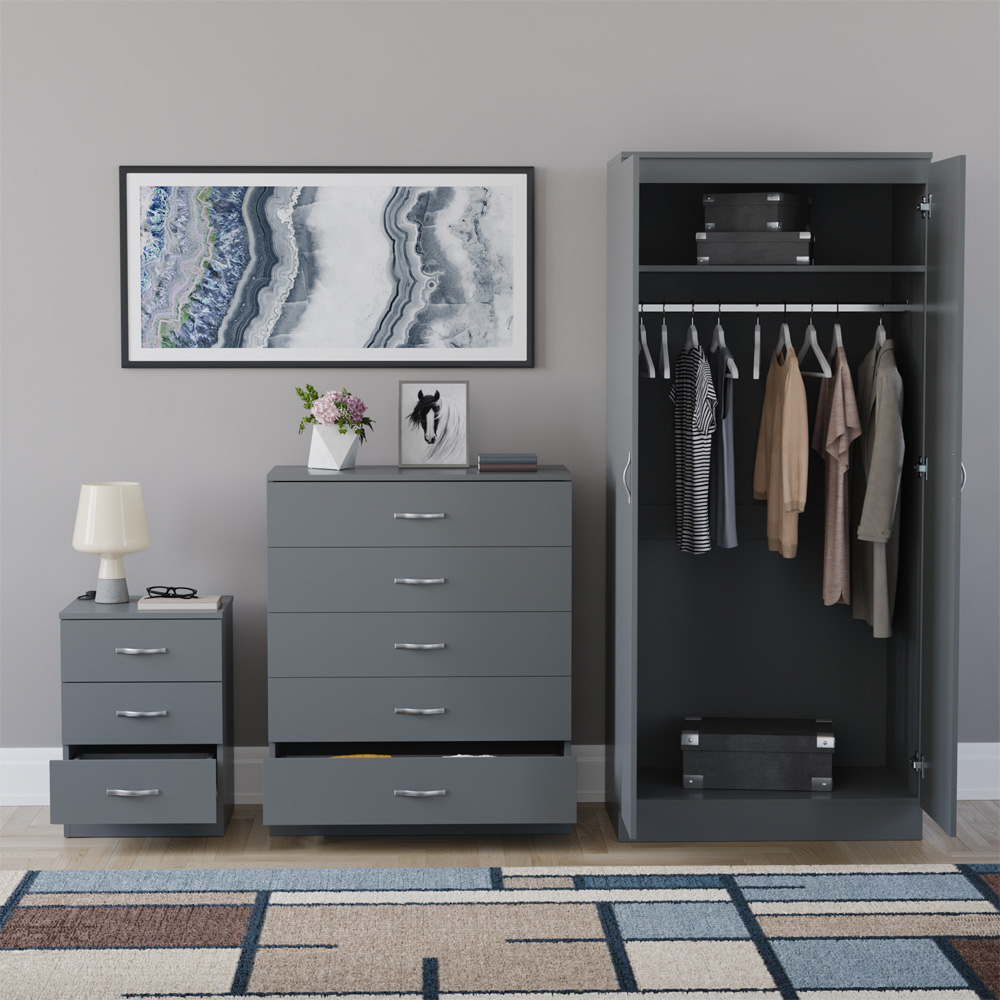 VIDA DESIGNS Riano Grey 3 Piece Bedroom Furniture Set Image 3
