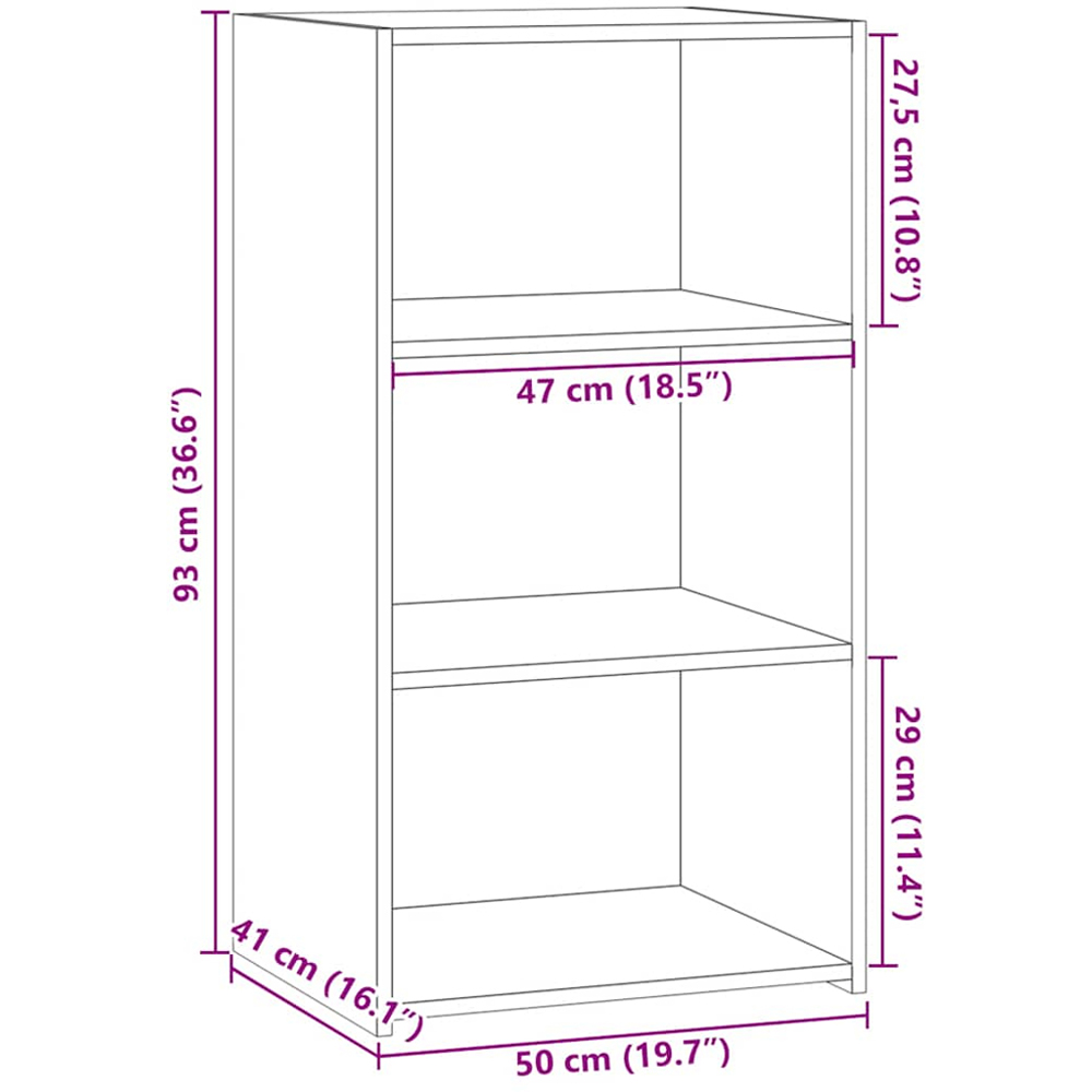 vidaXL 3 Shelf Smoked Oak Sideboard Image 9