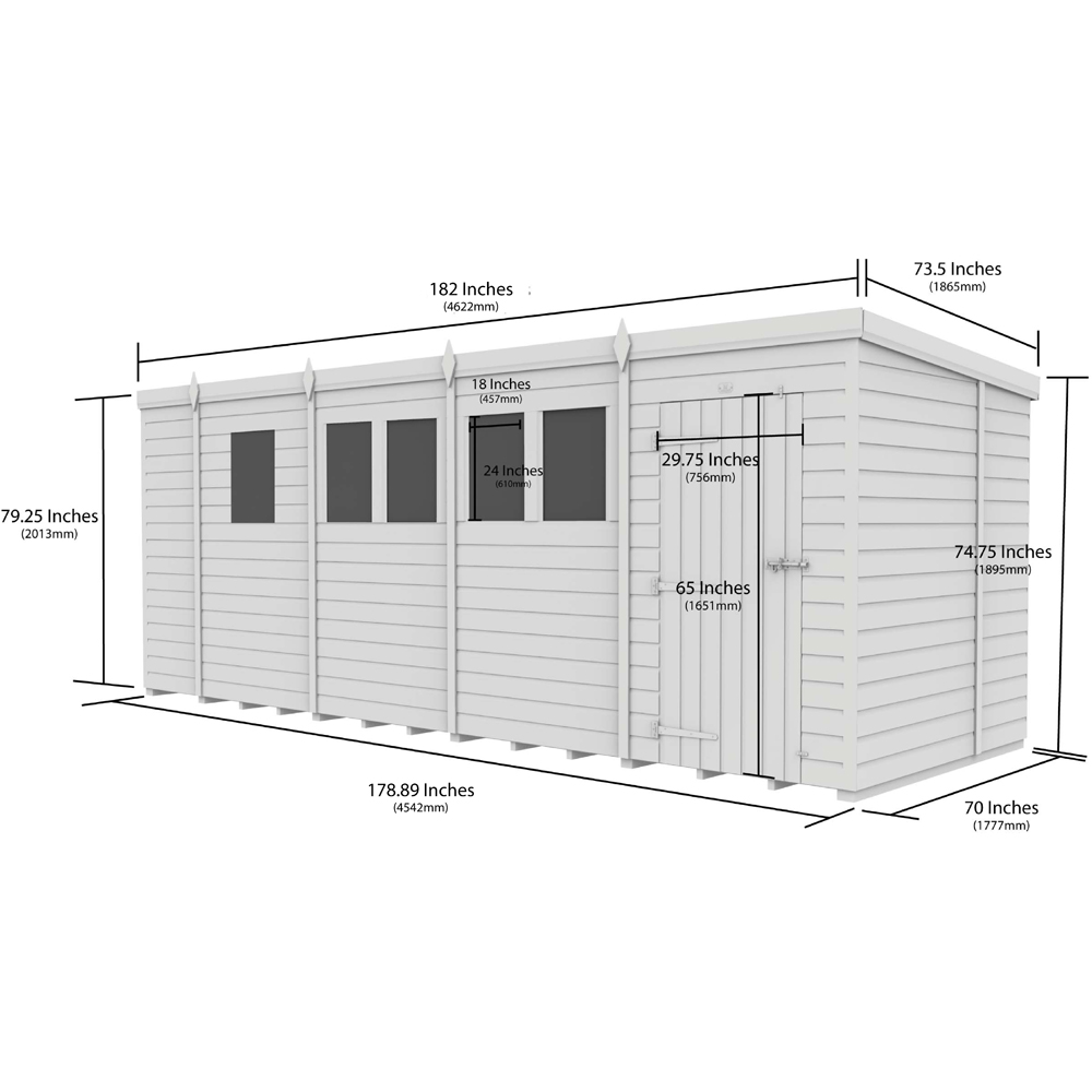 DIY Sheds 17 x 6ft Tongue and Groove Timber Pent Security Garden Shed Image 9