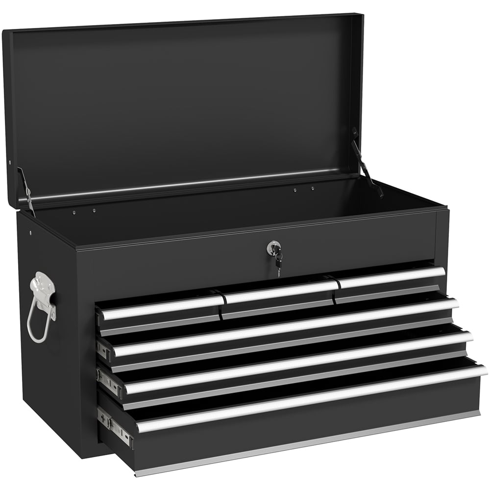 HOMCOM 6 Drawer Black Lockable Metal Tool Chest Image 1