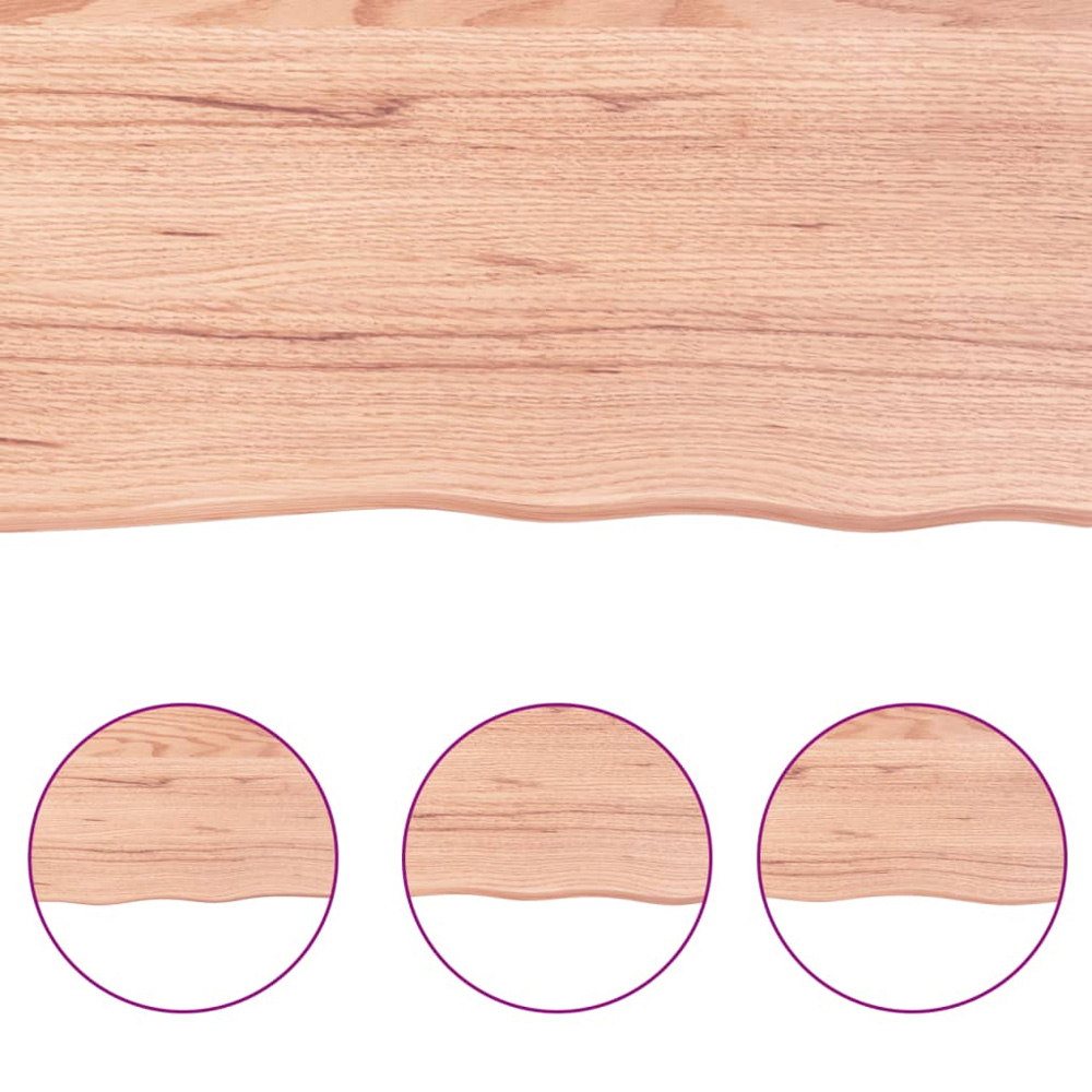vidaXL 60cm Light Brown Treated Solid Oak Wood Floating Wall Shelf Image 5