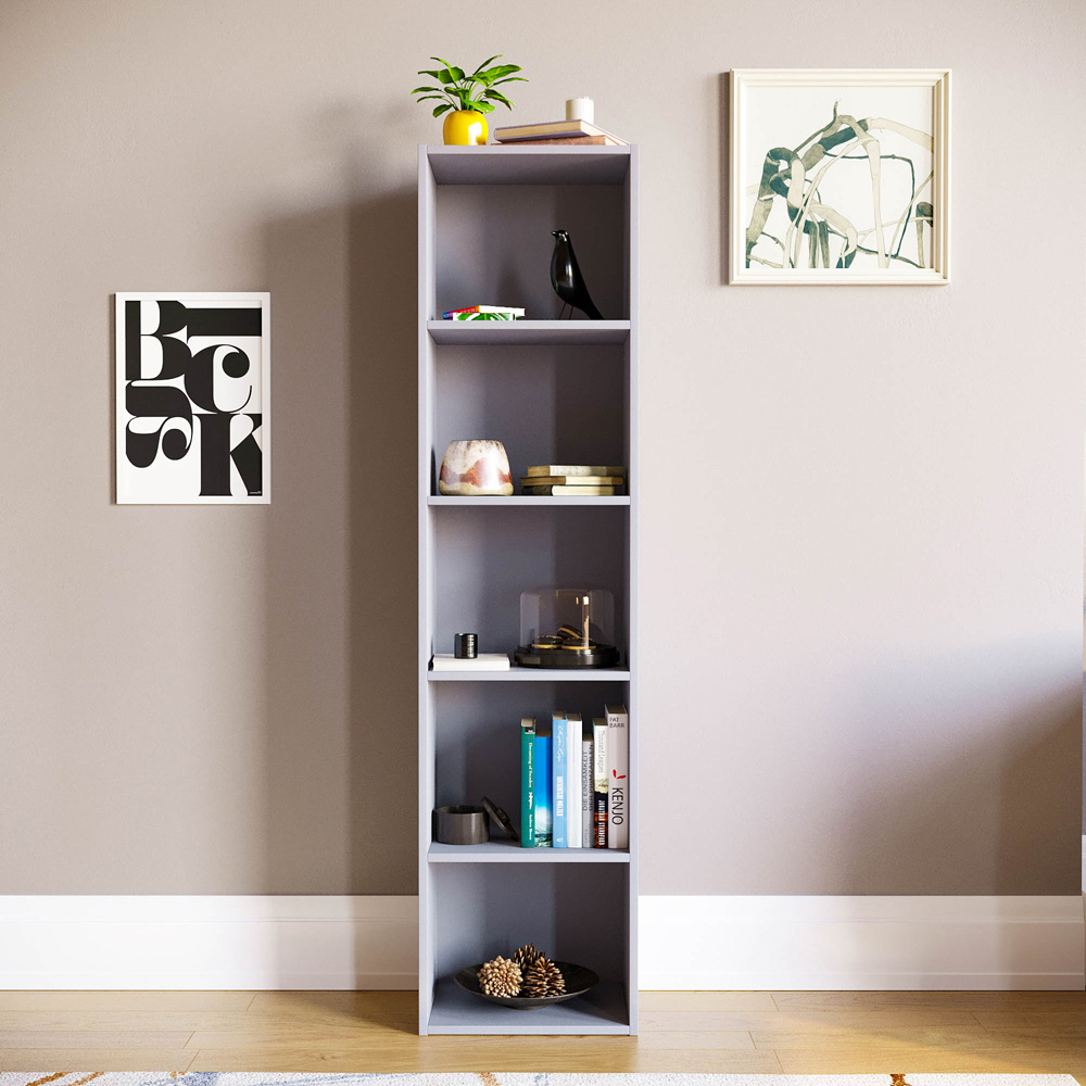 Vida Designs Oxford 5 Shelf Grey Bookcase Image 3