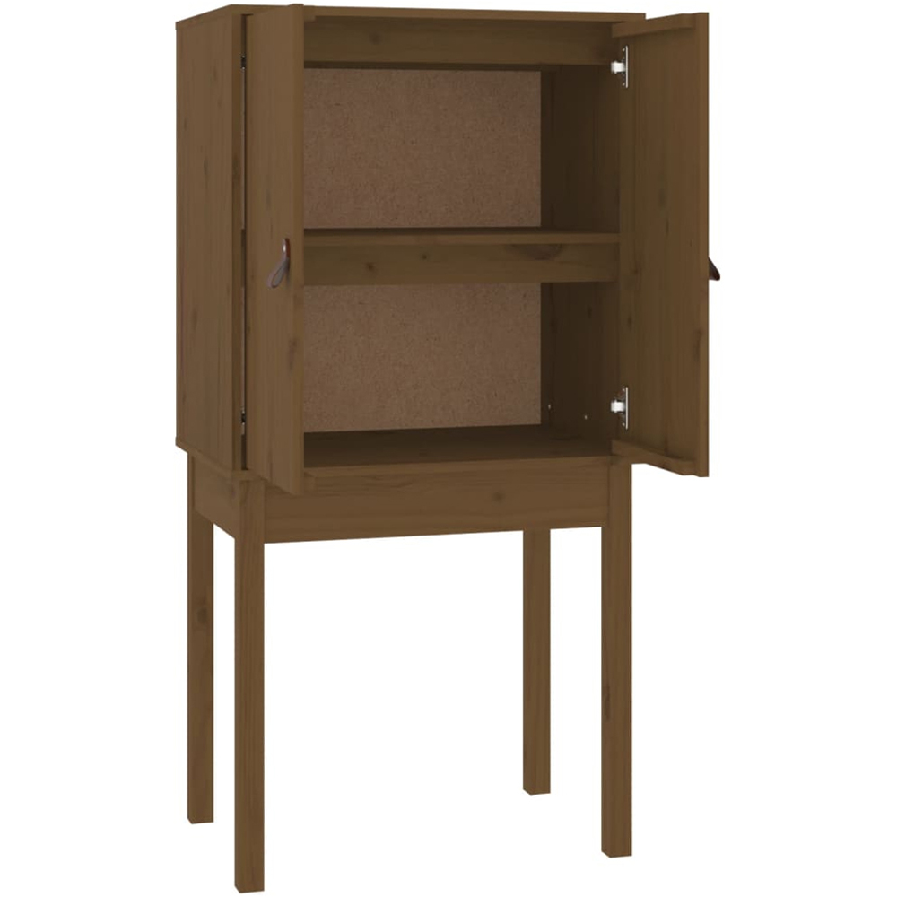 vidaXL 2 Door 2 Shelf Honey Brown Solid Wood Pine Highboard Image 2