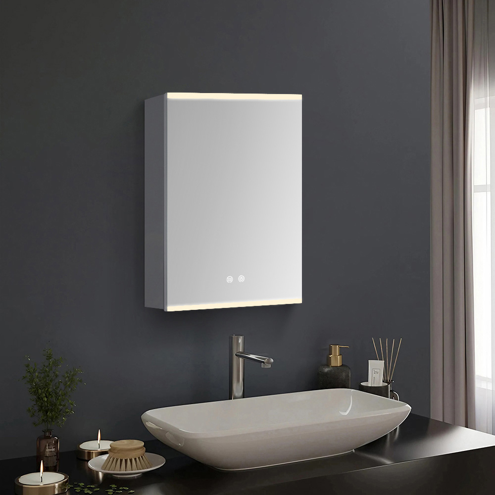 Living and Home White Fog Free Top and Bottom LED Mirror Cabinet Image 2