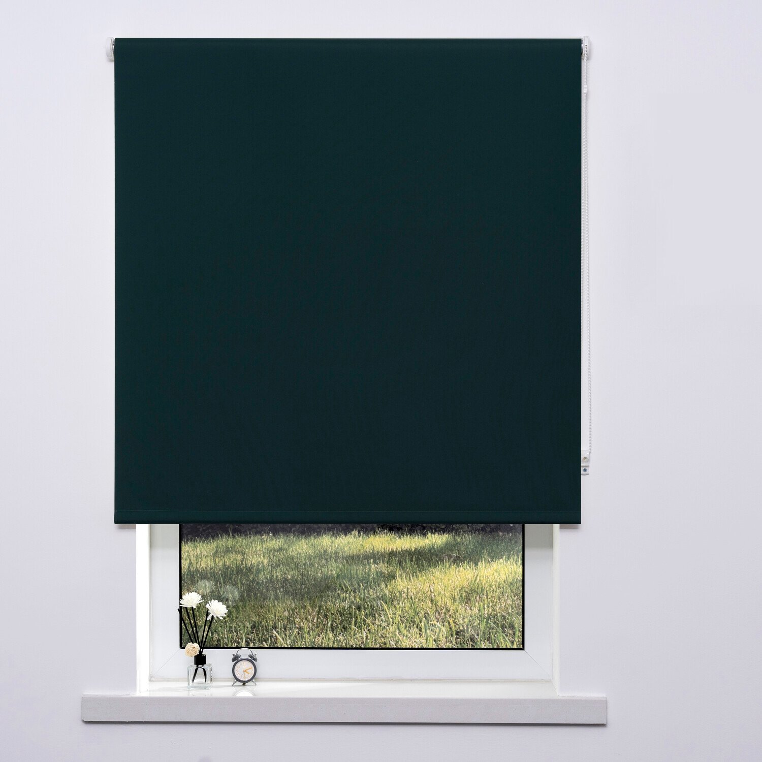 Plain Blackout Blinds Dark Green 60cm Image 1