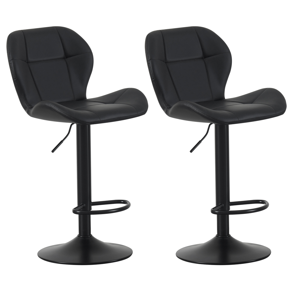Stella Black Height Adjustable Bar Stool with Footrest Set of 2 Image 2