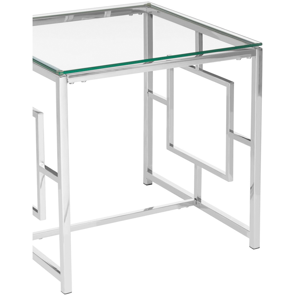 Premier Housewares Clear Glass Top and Silver Base End Table Image 4