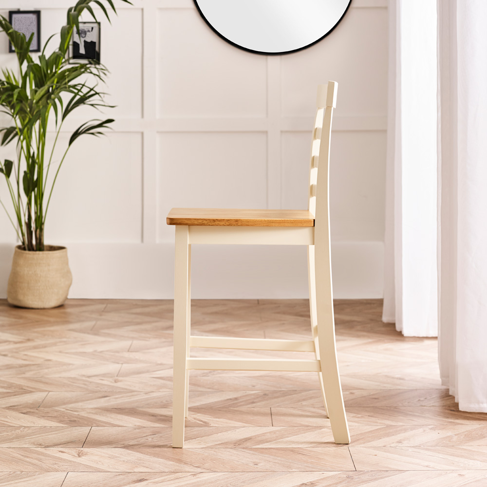 Furniturebox Camber Cream and Oak Wooden Bar Chair Set of 2 Image 4