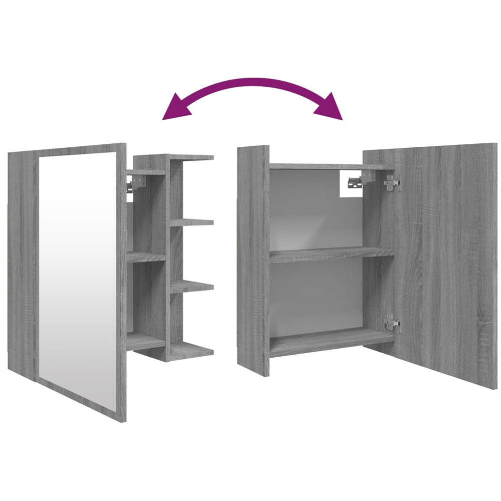vidaXL Single Door 3 Shelf Grey Mirror Bathroom Cabinet Image 6