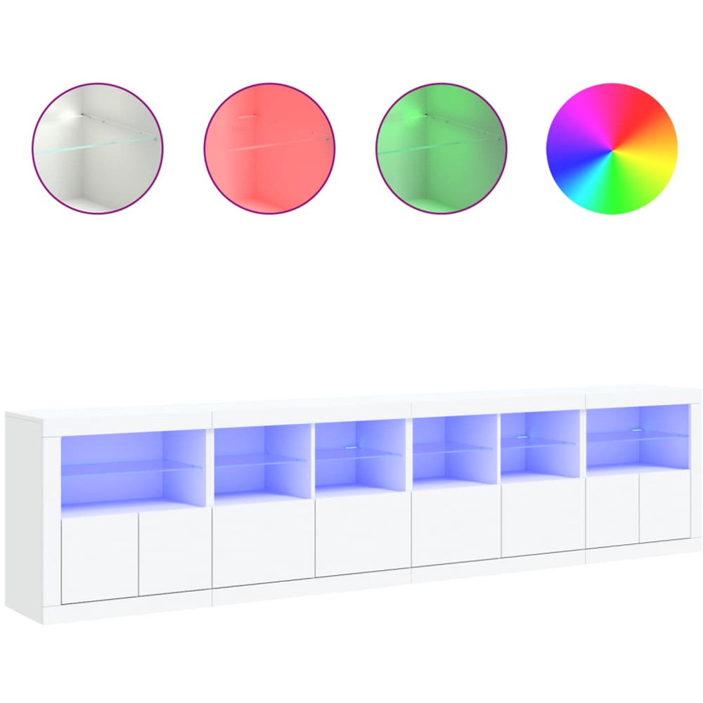 vidaXL 8 Door 12 Shelf White LED Sideboard 4 Piece Image 4