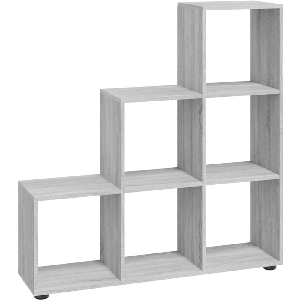 vidaXL 6 Shelf Grey Sonoma Staircase Bookcase Image 2