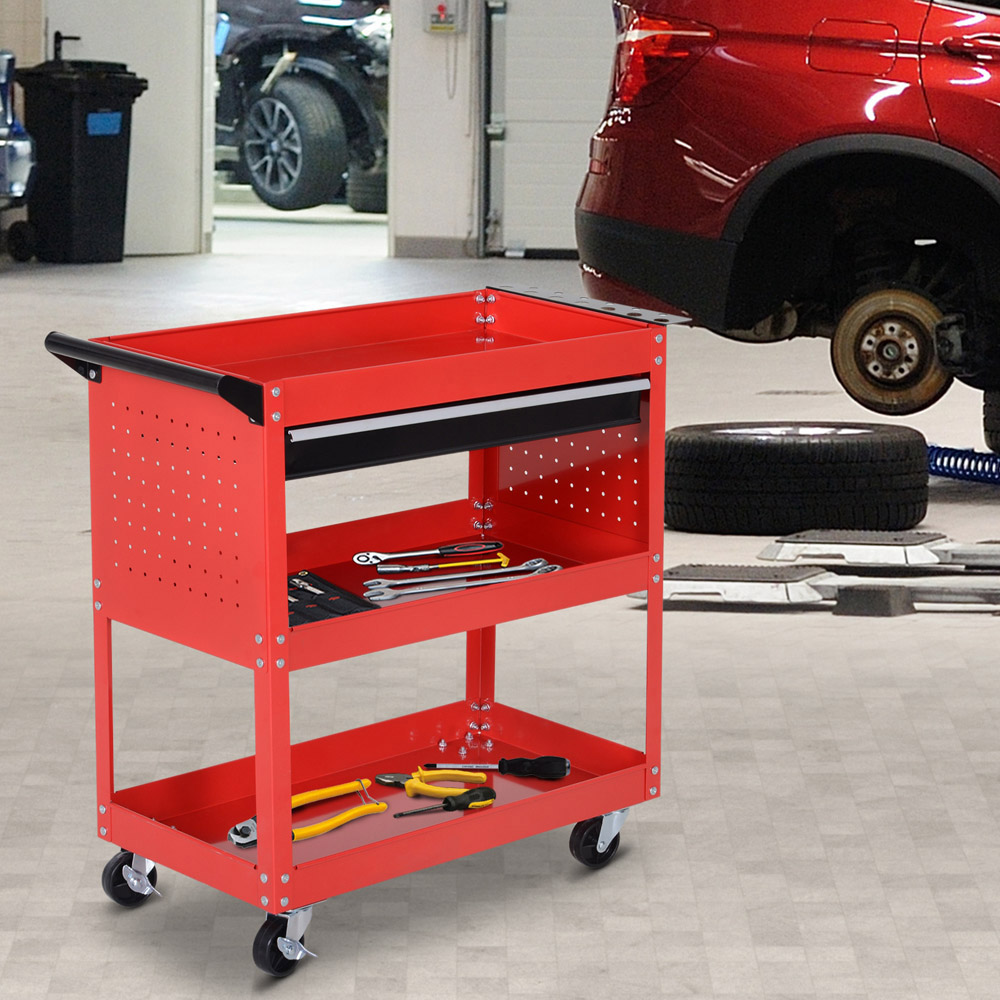 Durhand Red 3 Shelf Tool Trolley Image 2