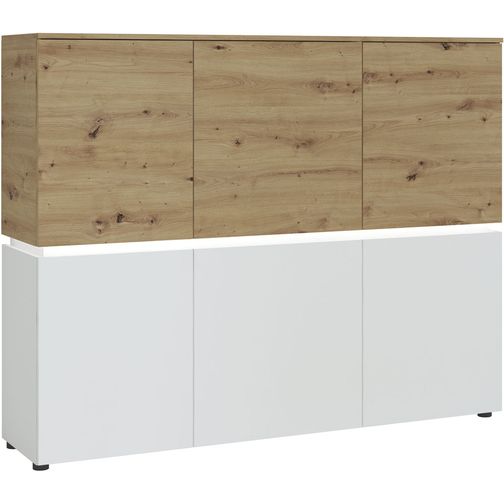 Florence Luci 6 Door White and Oak Storage Cabinet with LED Lighting Image 2