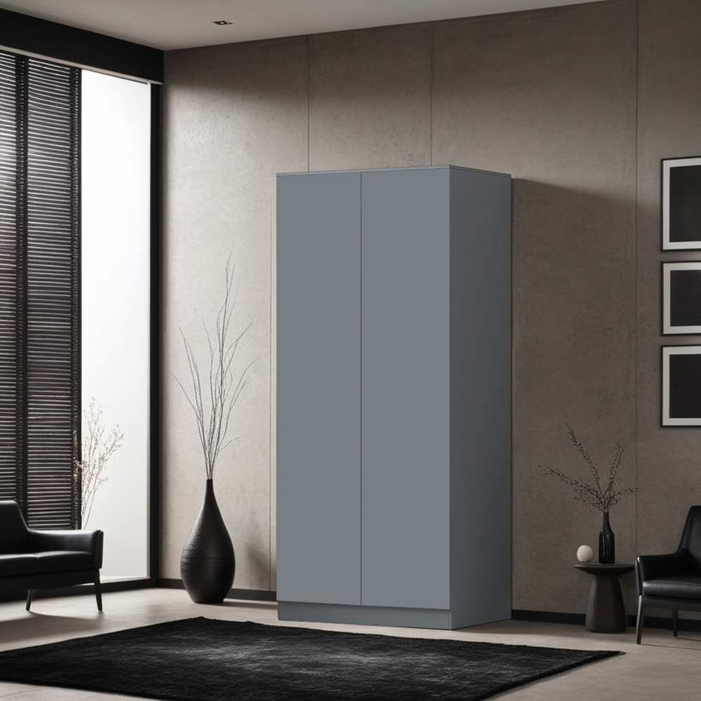 FWStyle Stora 2 Door Matt Grey Wardrobe Image 3