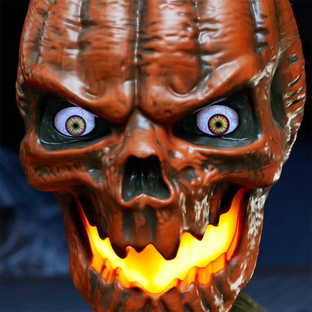 Home Accents LCD Standing Inferno Pumpkin Skeleton Halloween Decoration 12ft Image 3