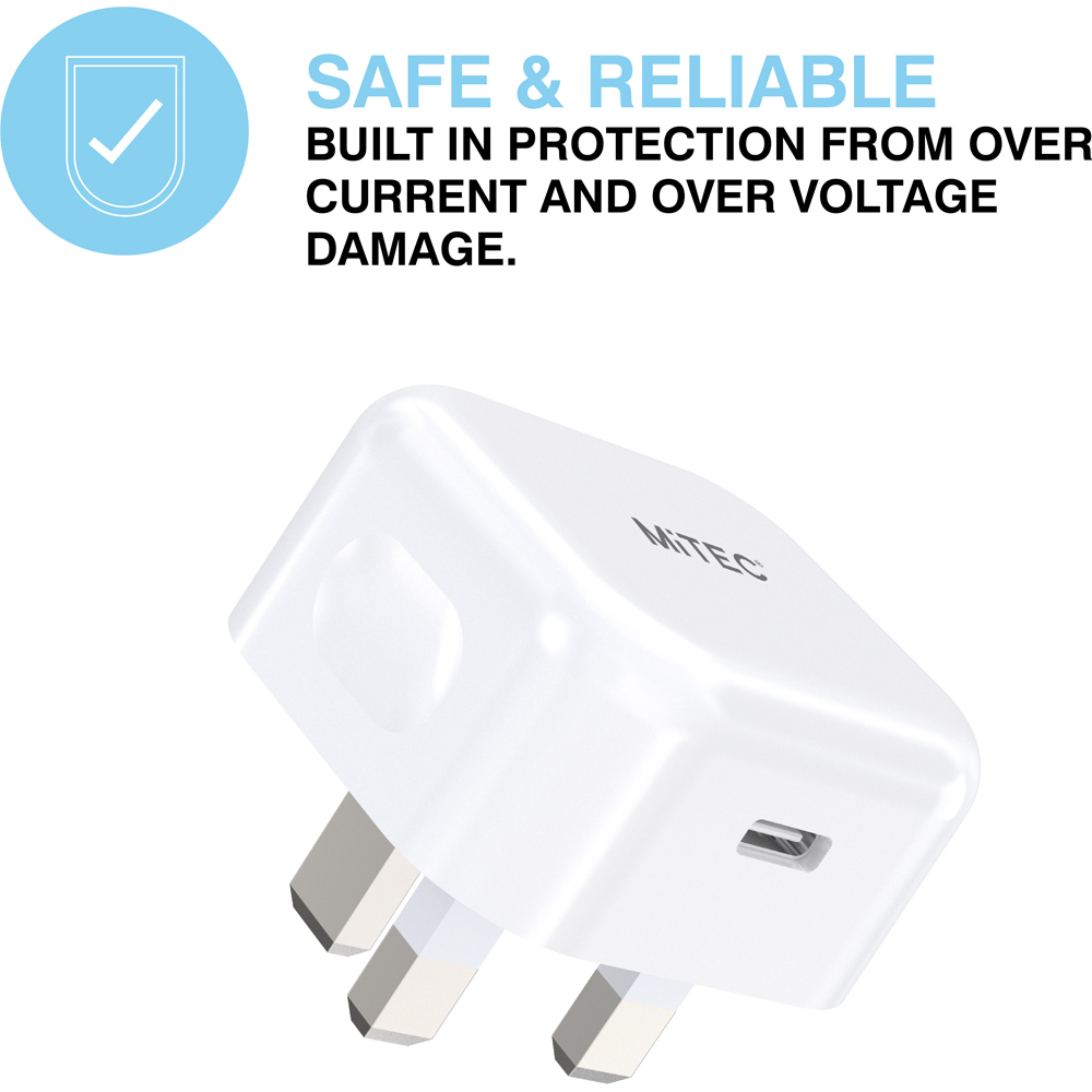 MiTEC MiPOWER USB-C PD Mains Charger 20W and 1M MFI Lightning Cable Image 7