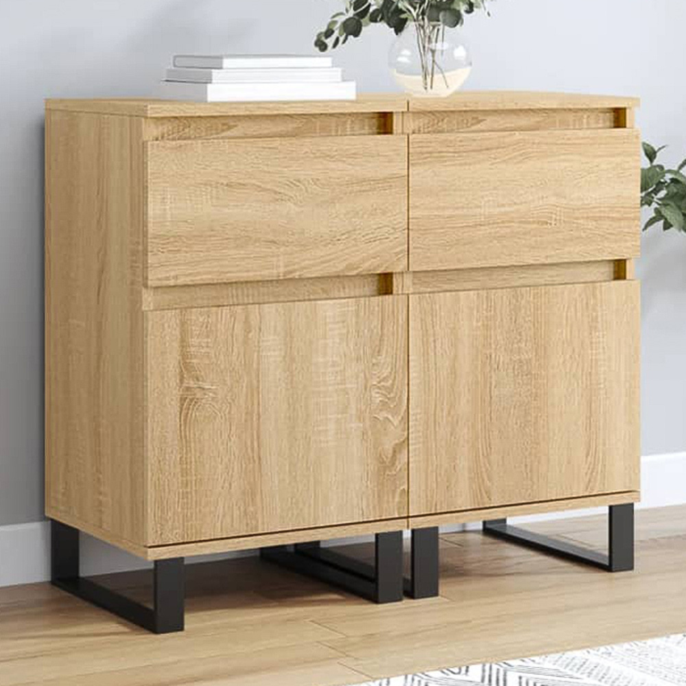 vidaXL 2 Door 2 Drawer Brown Sideboard Set of 2 Image 1