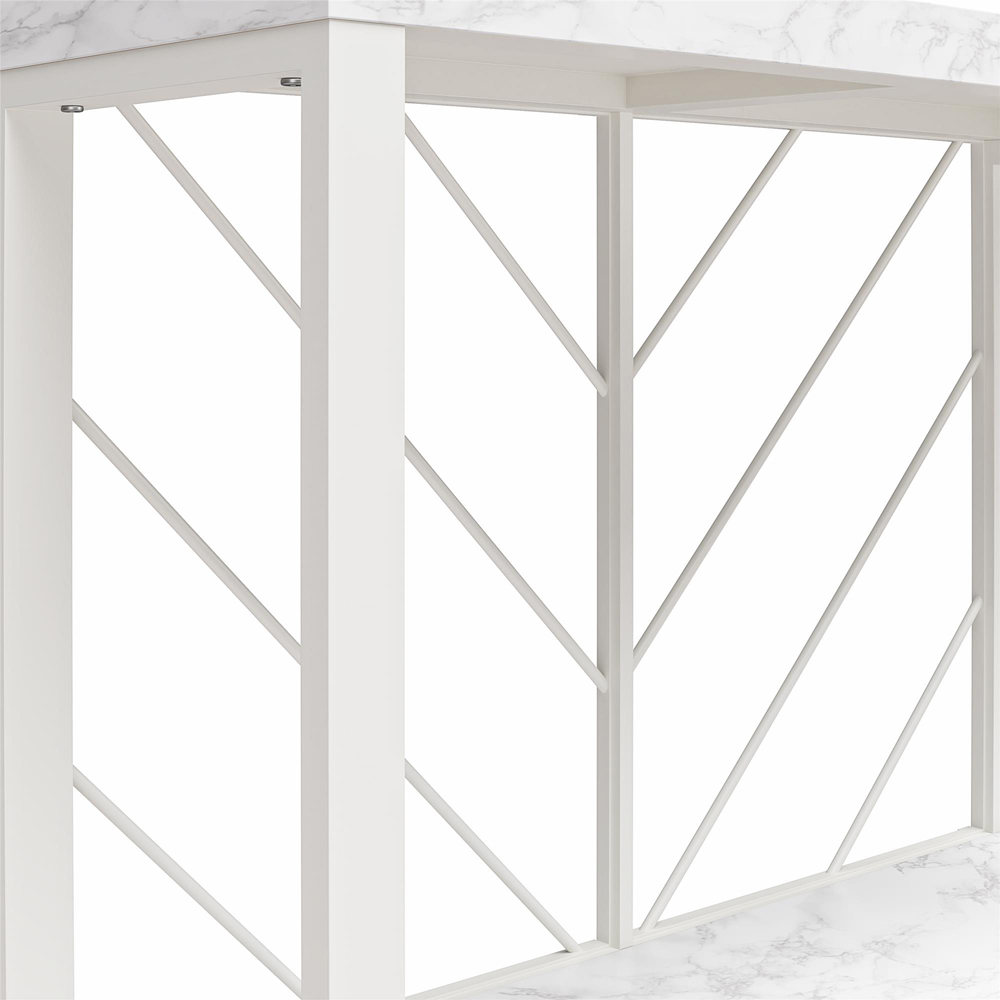 Dorel Home Brielle Single Shelf White Faux Marble Console Table Image 4