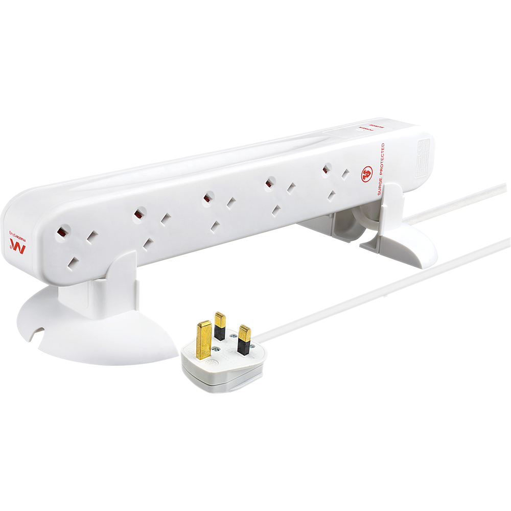 Masterplug White 10 Socket 13A Surge Protected Tower Extension Lead 1m Image 5