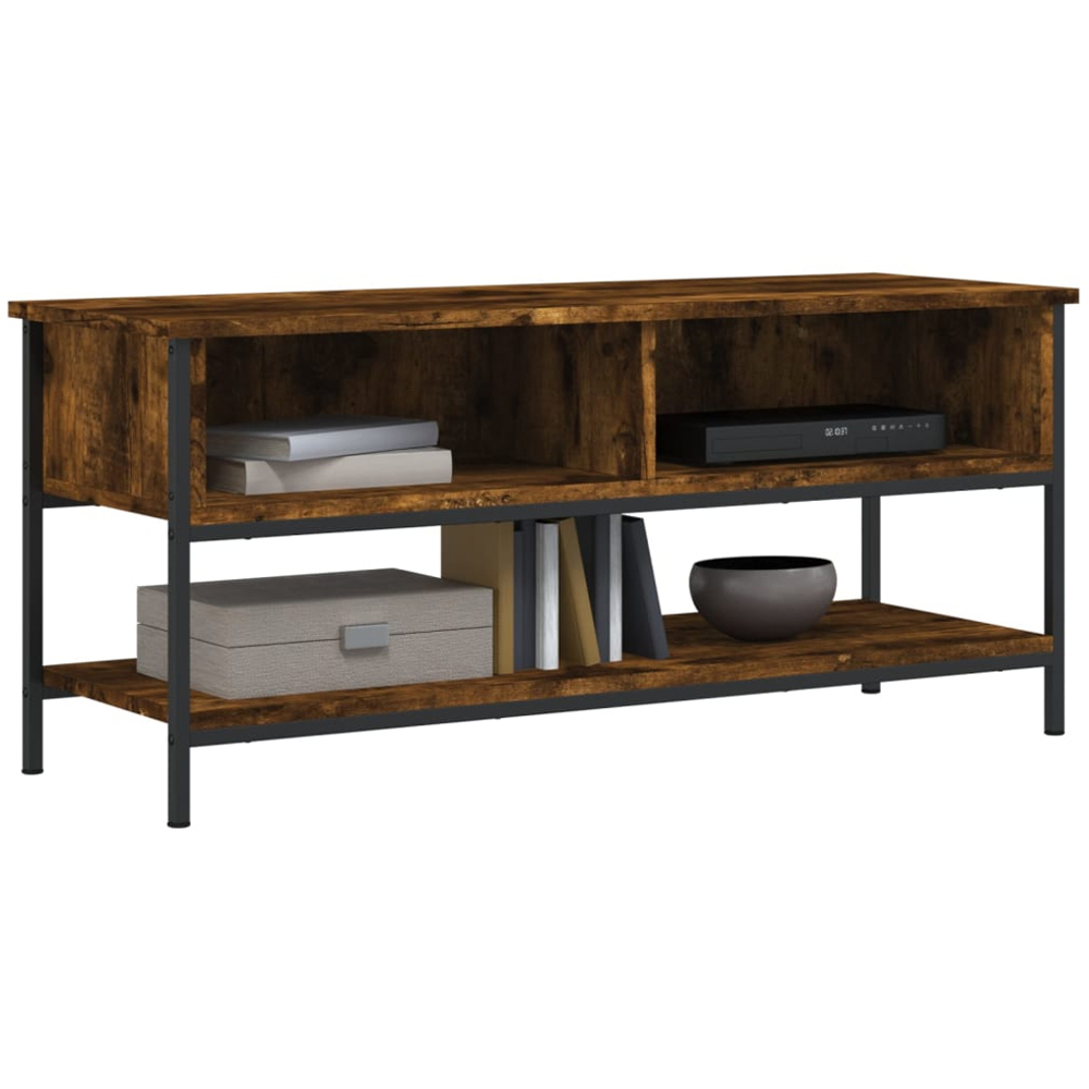 vidaXL 3 Shelf Smoked Oak Industrial Style TV Cabinet Image 3