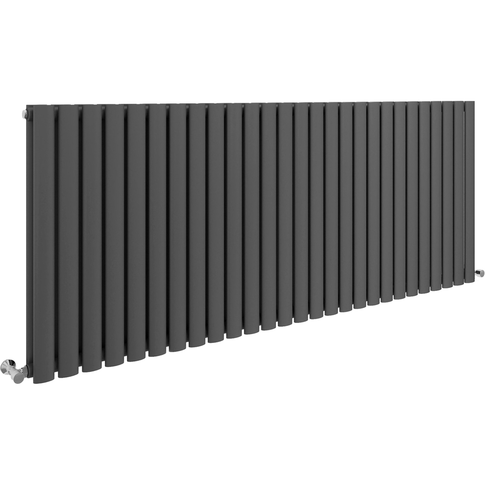 Stech Homes 6414 BTU Anthracite Double Panel Horizontal Oval Column Radiator 600 x 1593mm Image 1