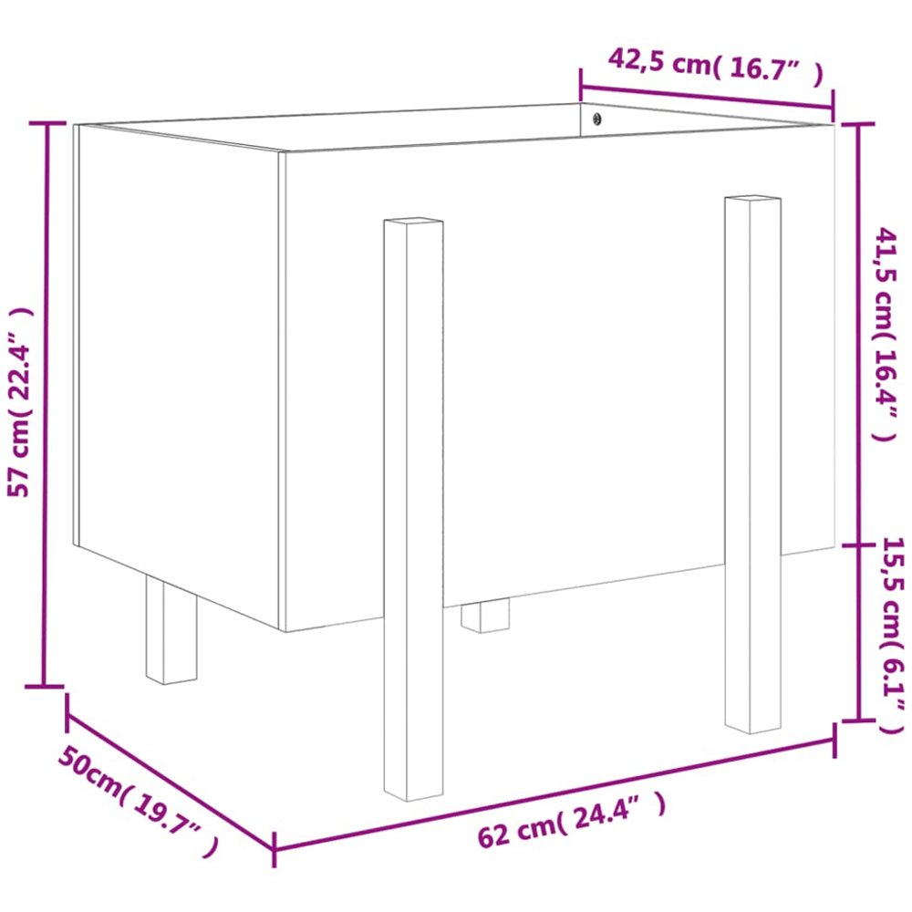 vidaXL Honey Brown Solid Pine Wood Garden Planter 62 x 50 x 57cm Image 8