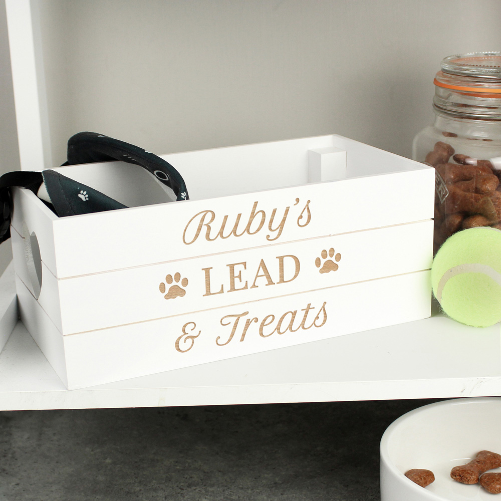 Personalised Memento Pets White Wooden Crate Image 2