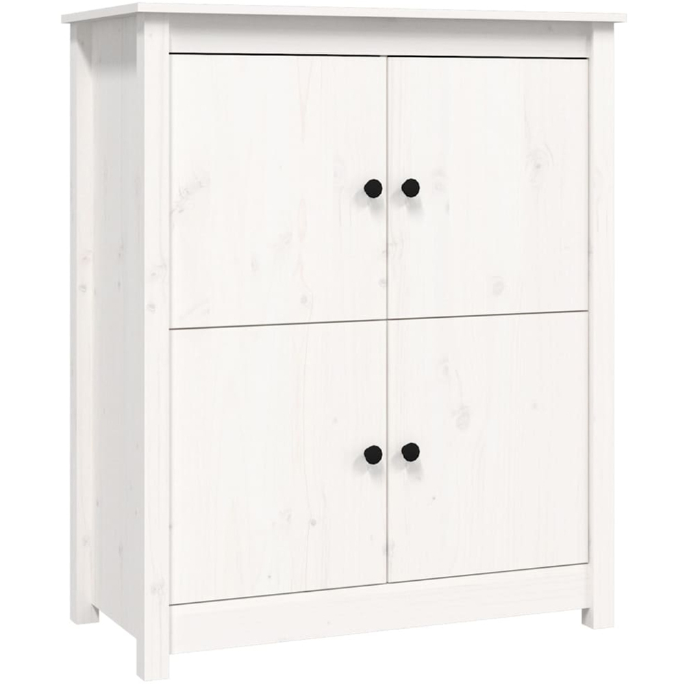 vidaXL 4 Door White Solid Pine Wood Sideboard Image 2