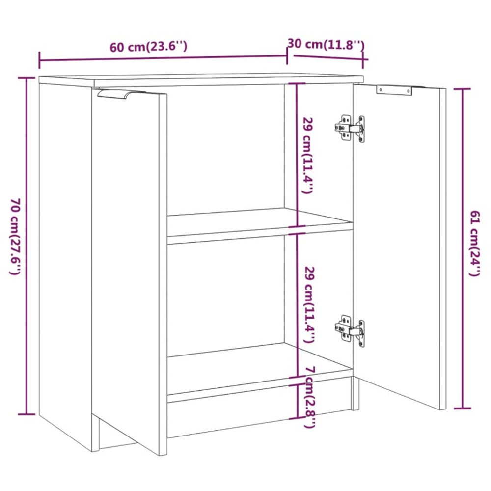 vidaXL 4 Door 3 Drawer White Sideboard 3 Piece Image 9