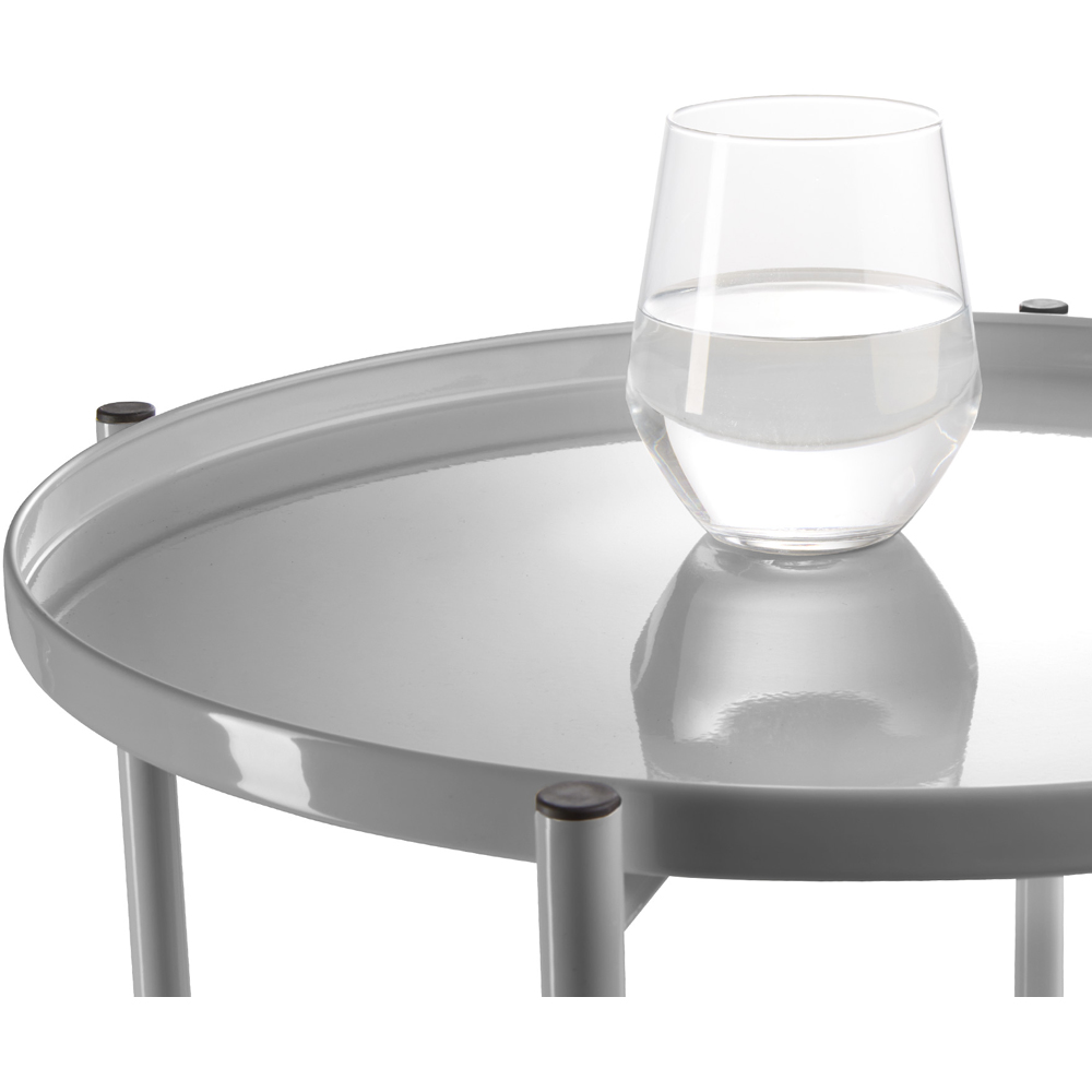 tectake Chester Grey Round Bedside Table Image 5