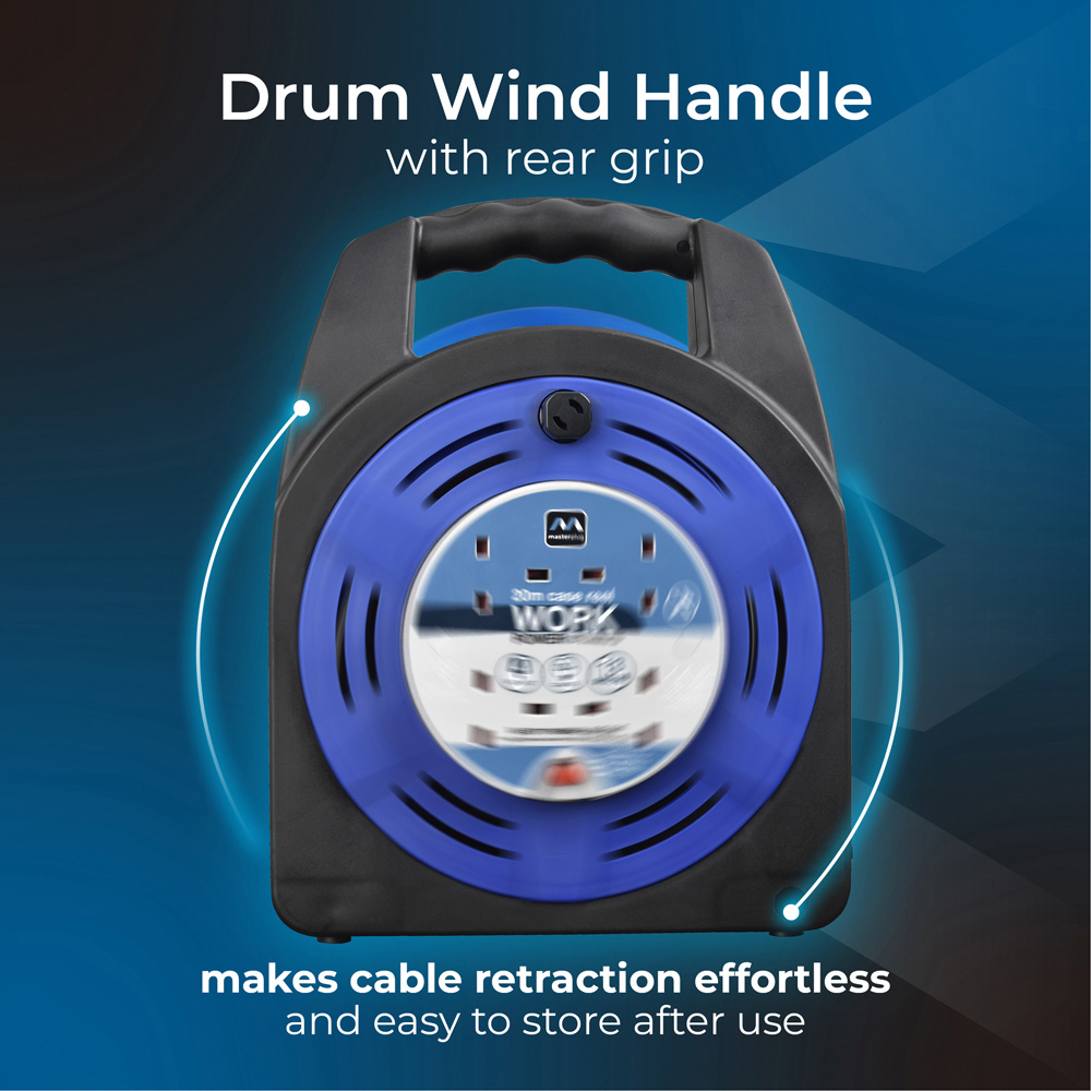 Masterplug Blue 13A 4 Socket Case Cable Reel 20m Image 7