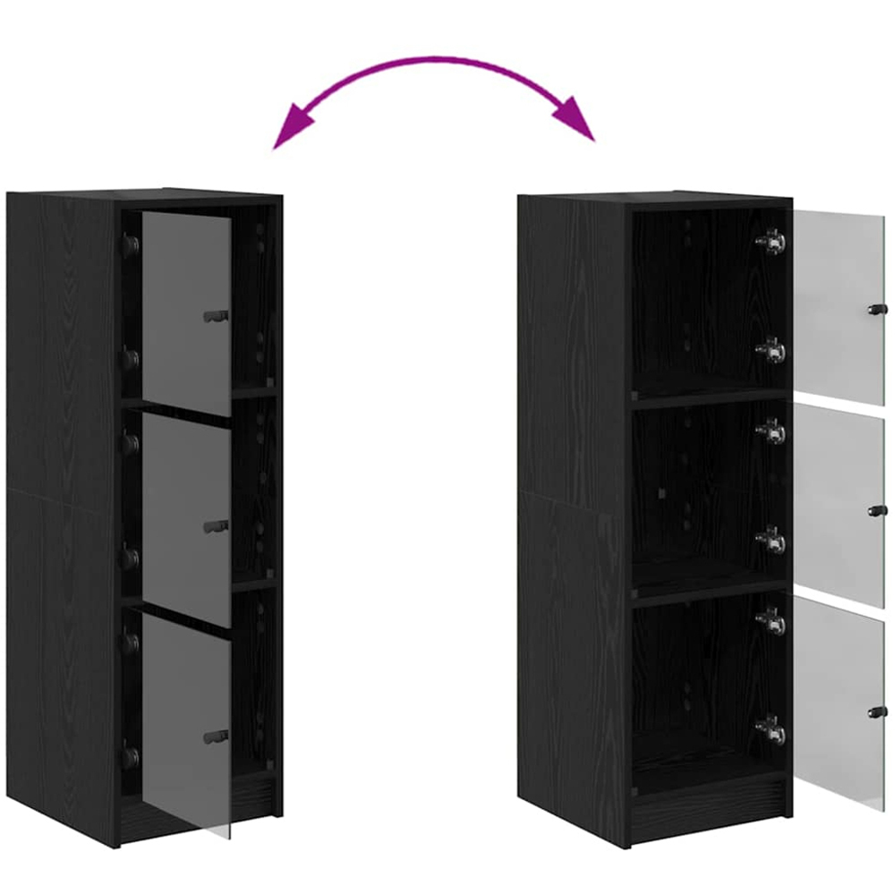 vidaXL Single Glass Door 3 Shelf Black Highboard Image 9