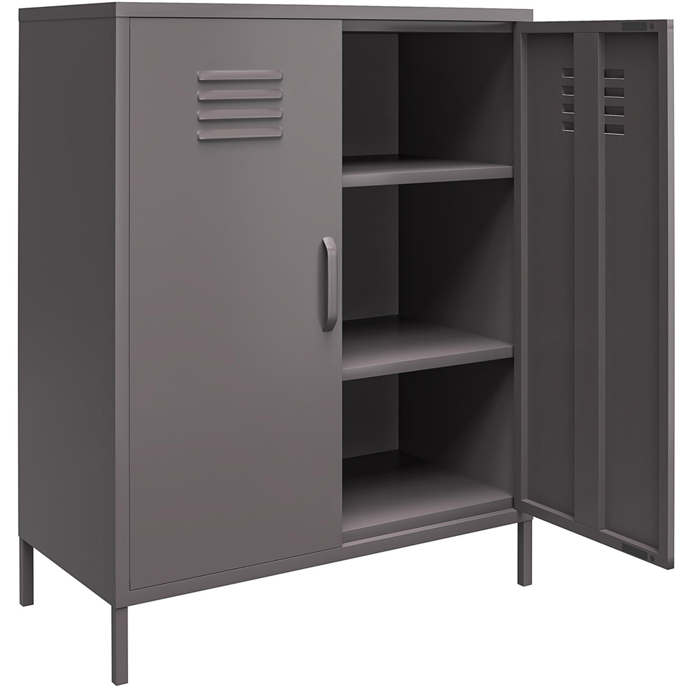 Dorel Bradford 2 Door 3 Shelf Grey Metal Storage Cabinet Image 4