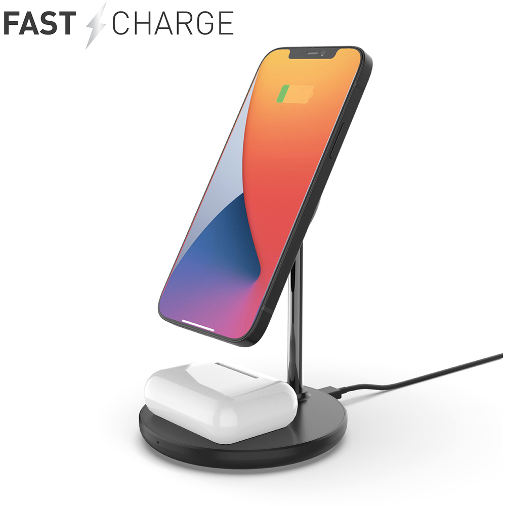 SilverLabel 2-in-1 Black Wireless Charging Stand Image 8