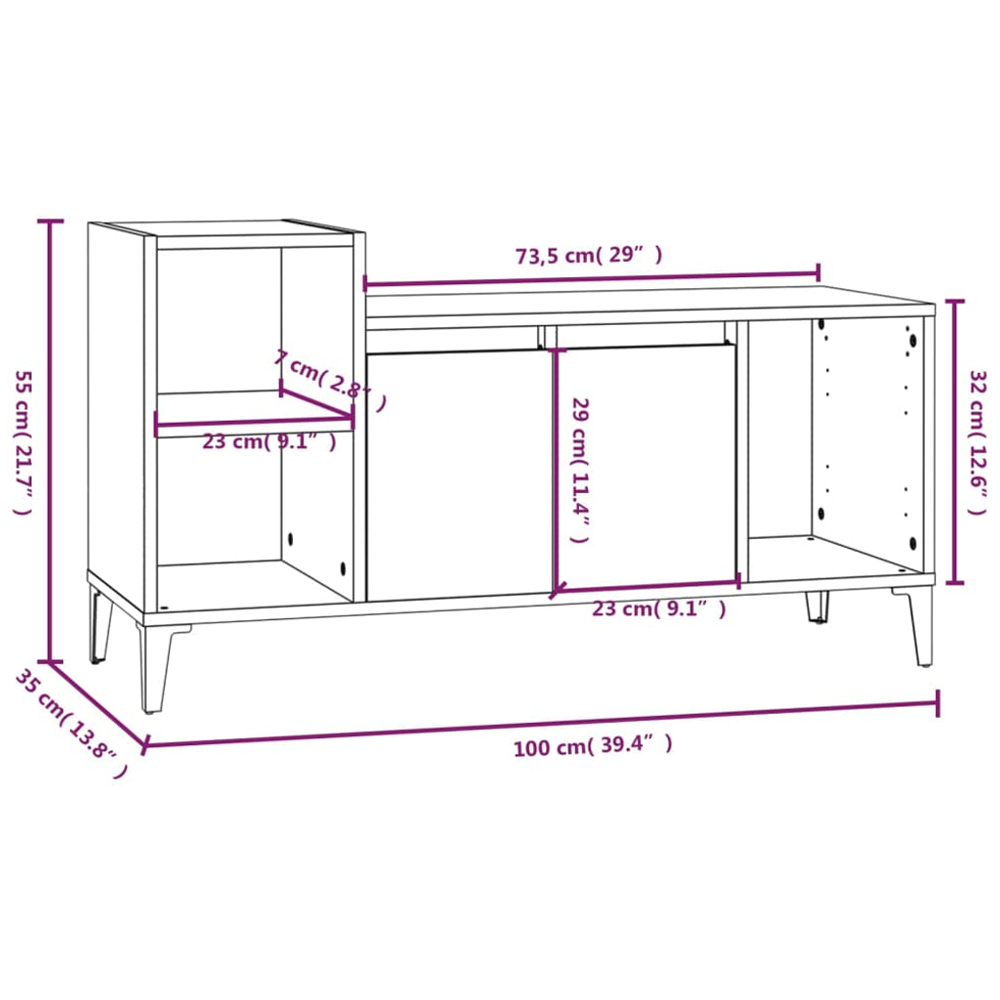 vidaXL 2 Door 3 Shelf Grey Sonoma TV Cabinet Image 9