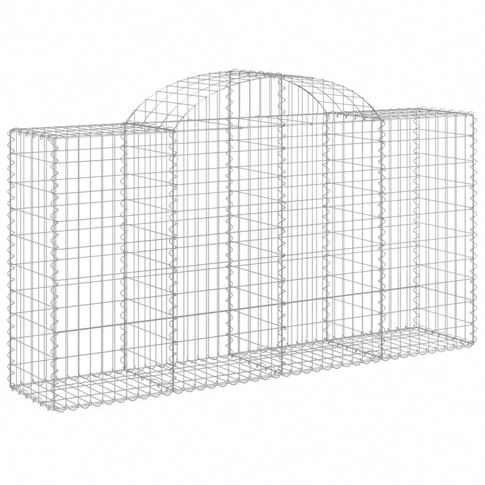 vidaXL Silver Galvanised Iron Arched Gabion Basket 200 x 50 x 100/120cm 8 Pack Image 1