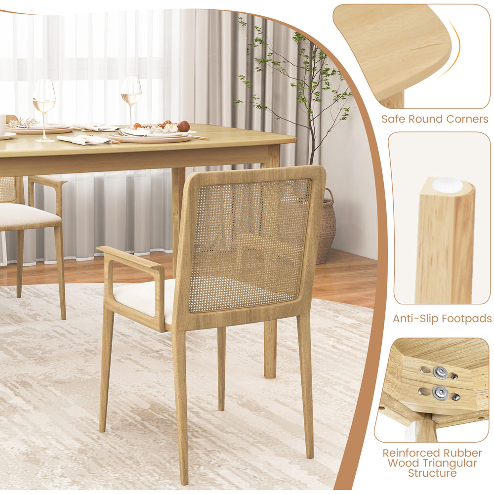 Costway 4 Seater Wooden Dining Table with Rubberwood Legs Natural Image 5