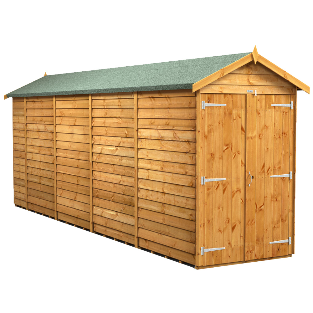 Power Sheds 18 x 4ft Double Door Overlap Apex Wooden Shed Image 1