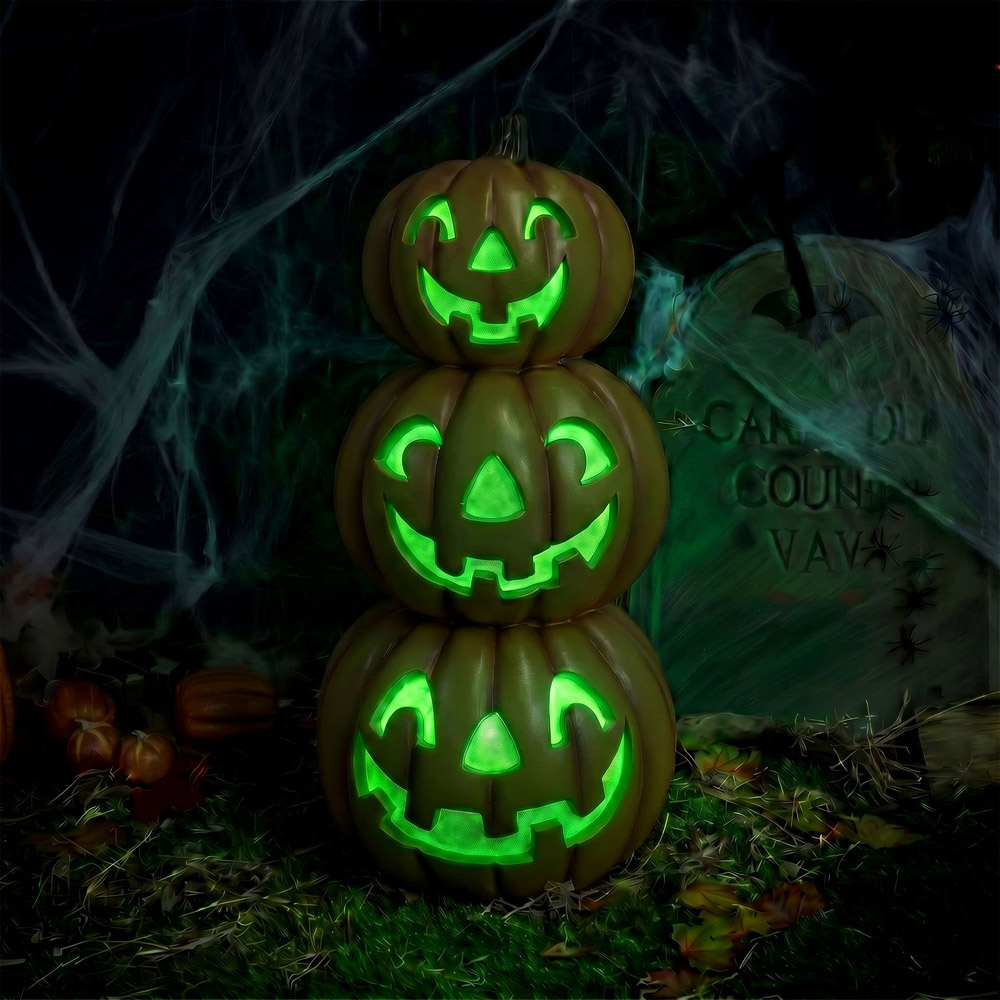 wilko Multicolour LED Halloween Stacked Smiling Pumpkins Ornament 2.6ft Image 3
